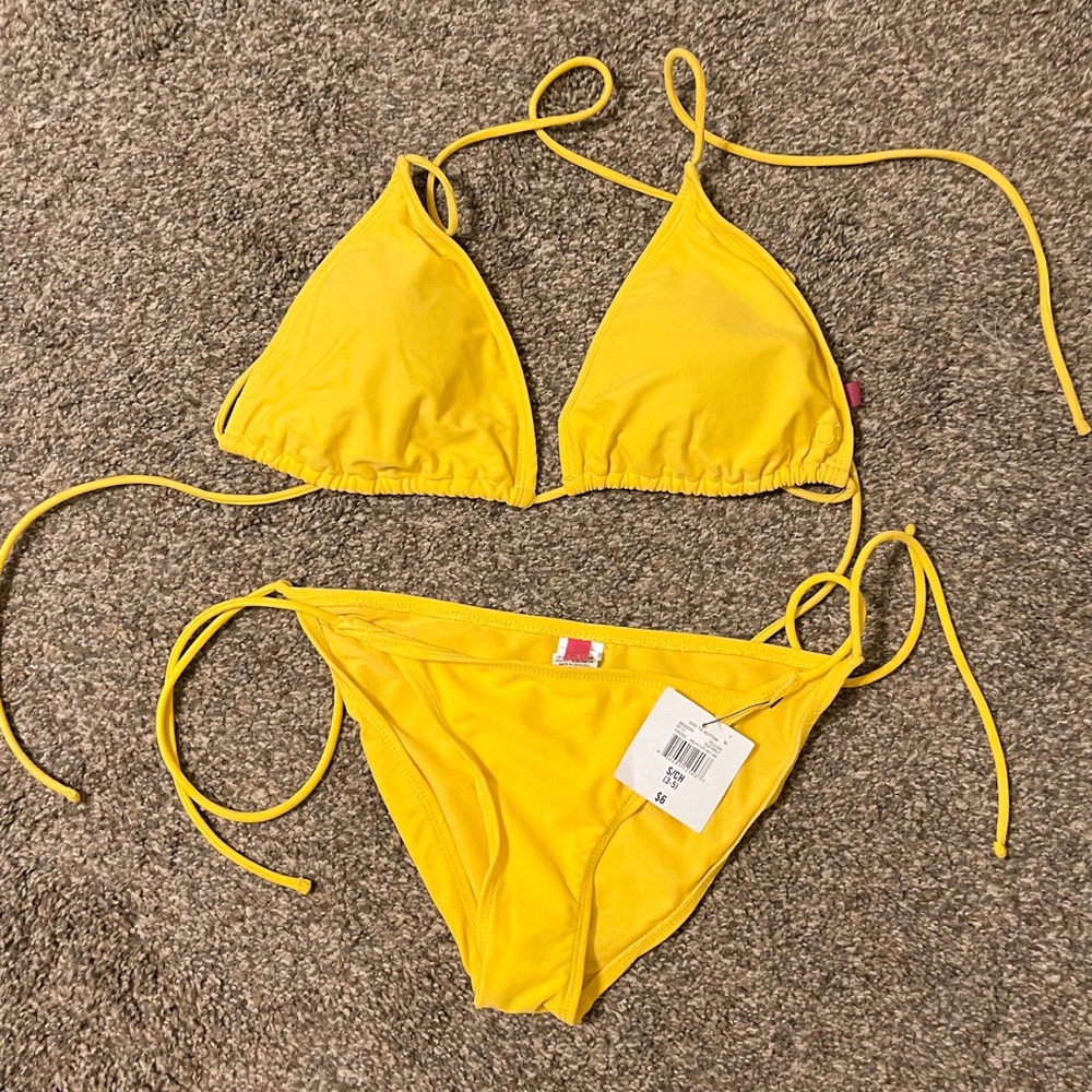 Yellow string bikini